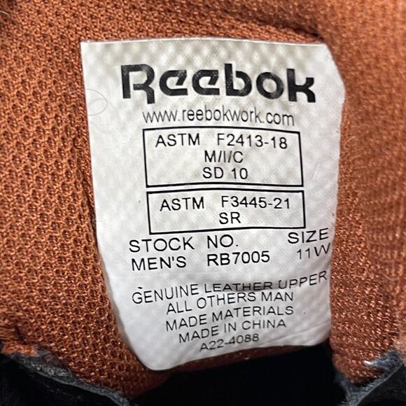 Reebok Work Boots Men 11W RB7005 Steel Toe ASTMβ Leather Safety Hiker Brown - Picture 2 of 10